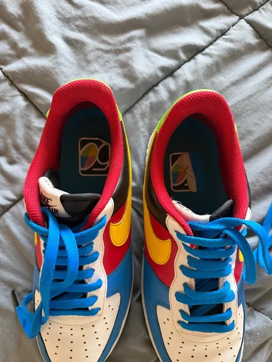 Nike Uno Air Force 1 in Blue, Yellow, Red, White & Black - Picture 11 of 11
